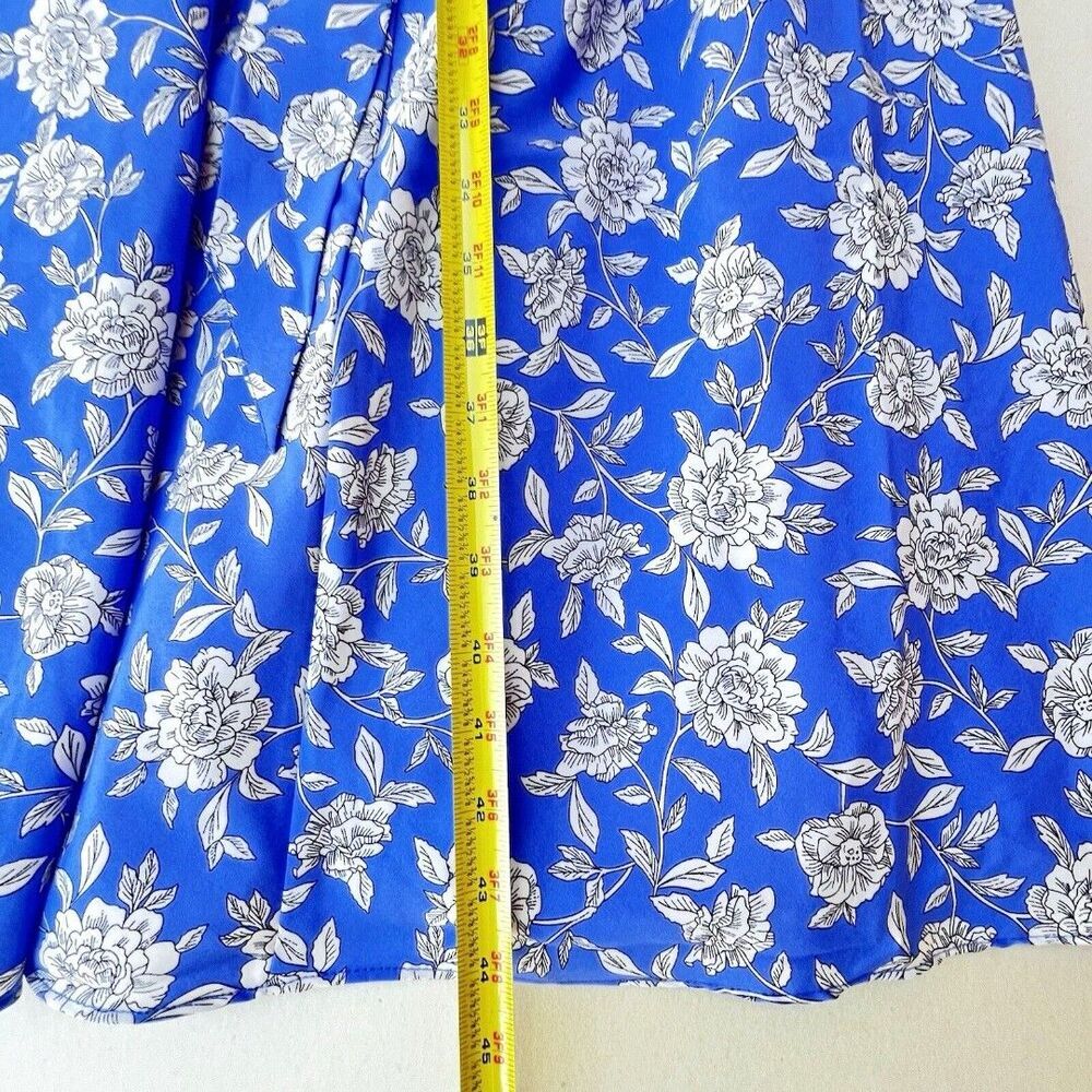 APPLESEED'S Blue Floral Midi Dress Womens  Stretch blue purple  Sleeve Tie 10P. - Picture 6 of 12